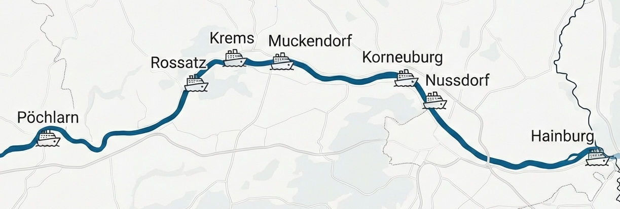 Flussverlauf-Donaubestattung-Schiffe Flussverlauf-Donaubestattung-Schiffe
